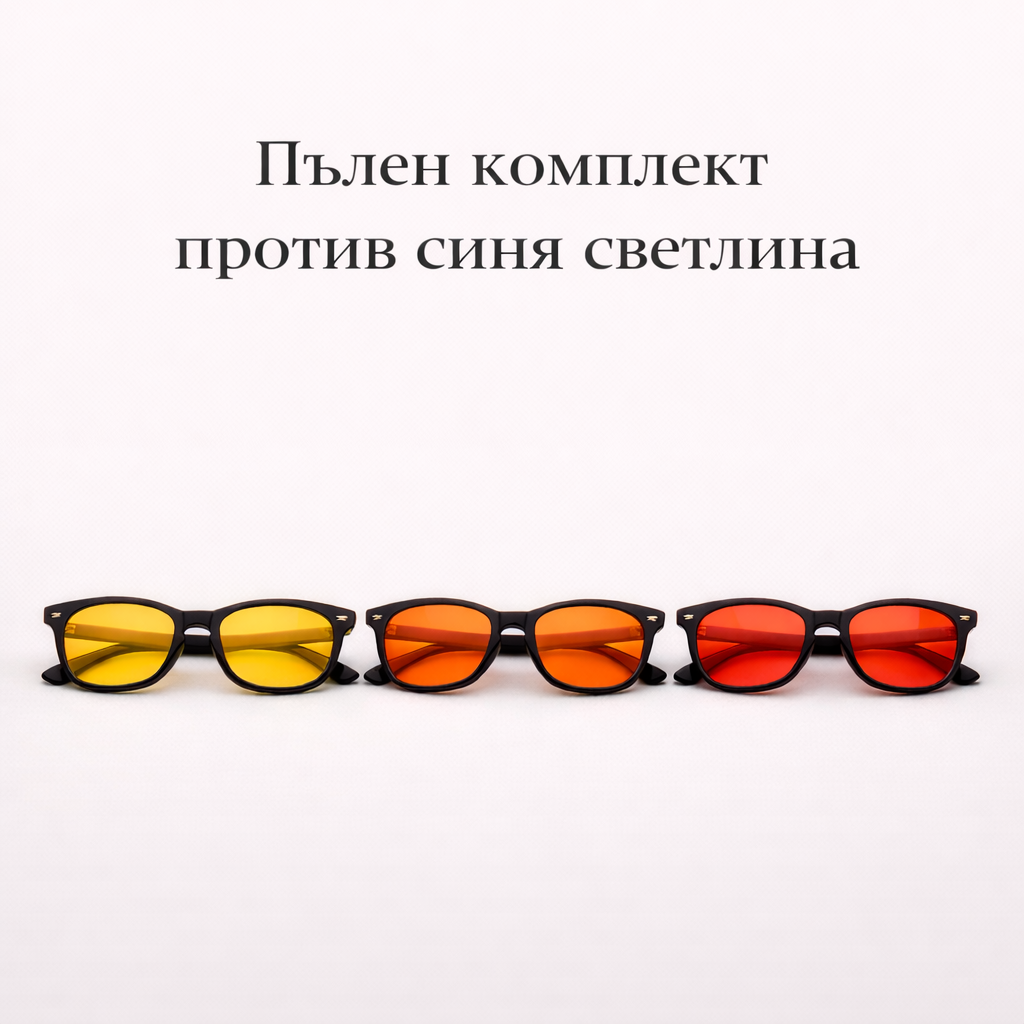 Пълен комплект очила против синя светлина